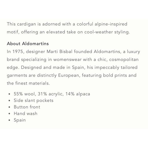Anthropologie Aldomartins Alpine Cardigan Wool Alpaca Medium - Picture 7 of 7